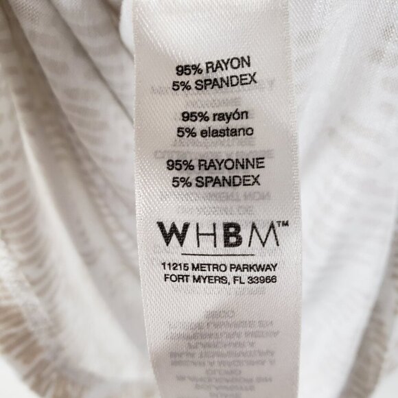 WHBM Bow Shoulder Tank Top White Tan Slub Jersey V-Neck Womens Size Medium - Picture 7 of 9